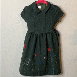 Girl’s Familiar Wool Blend Flowered Dress
